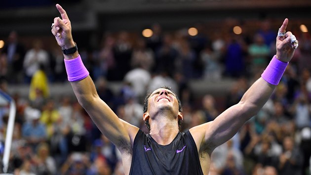 panlsk tenista Rafael Nadal se raduje z vtzstv na US Open.
