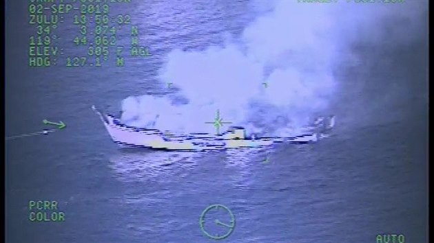 Fotografie z videa, kter podila helikoptra zchrannch slueb, kdy byla pivolna na msto. (2. z 2019)