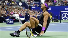 panlský tenista Rafael Nadal se raduje z vítzství na US Open.