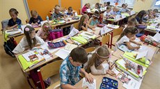 První školní den v Základní škole SNP v Hradci Králové. (2. září 2019)