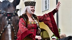 Pálavské vinobraní 2019. Píjezd krále Václava IV. a královny Chantal Poullain...