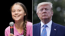 védská aktivistka Greta Thunbergová a prezident Spojených stát amerických...