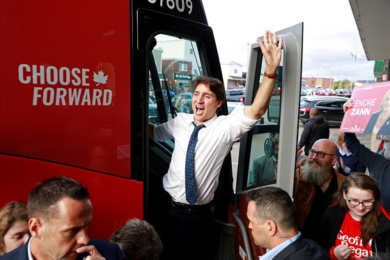 Kanadský premiér Justin Trudeau bhem pedvolební kampan (18. záí 2019)