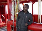 Migranti na humanitární lodi Ocean Viking. (13. záí 2019)