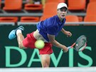 Jon Forejtek v rozhodujcm utkn Davis Cupu proti Bosn a Hercegovin.