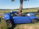 U obce Dobev na Písecku narazilo auto do stromu, idi zemel (15. záí 2019)
