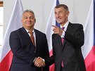 Andrej Babi pivítal v Praze premiéry zemí V4, na snímku je s Viktorem Orbánem...