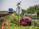 Tragická nehoda na pejezdu v Sovticích.