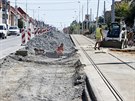 Opravy Slovansk tdy v Plzni, jedn z nejfrekventovanjch silnic ve mst,...