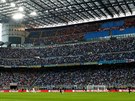 POHLED NA SAN SIRO. Momentka ze zápasu Ligy mistrů mezi Interem Milán a Slavií...