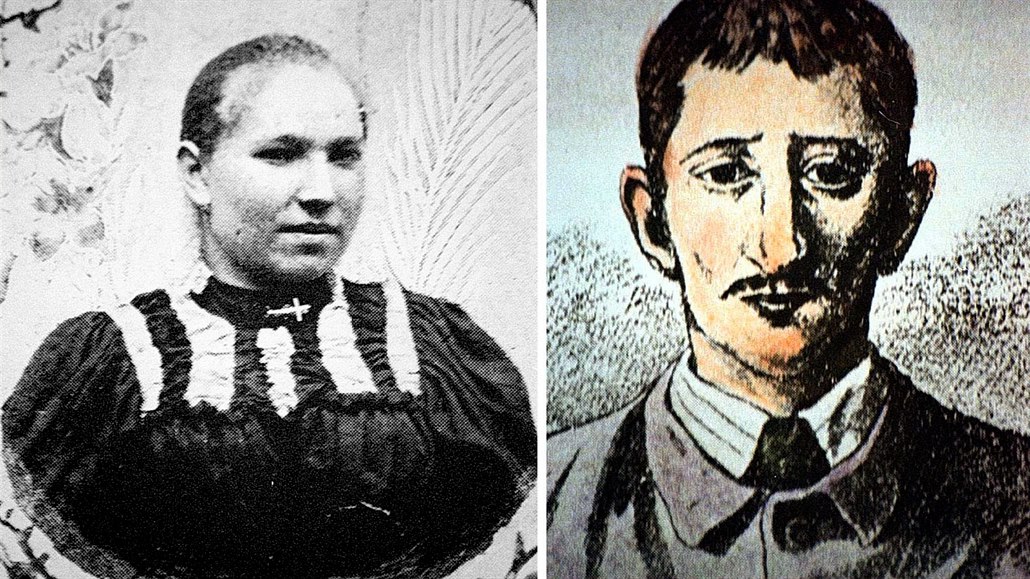 Anežka Hrůzová (na domnělé fotografii) a její údajný vrah Leopold Hilsner