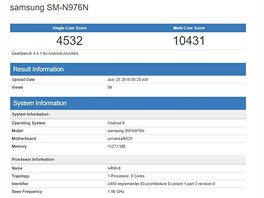 Vsledek telefonu Samsung Galaxy Note 10+ 5G s ipsetem Exynos 9825 v testu...