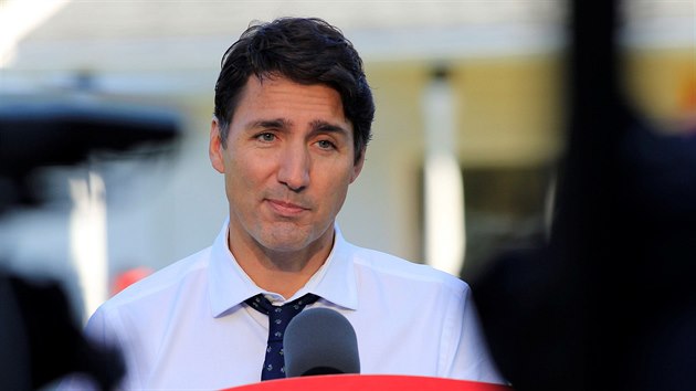 Kanadský premiérJustin Trudeau během předvolební kampaně (18. září 2019)