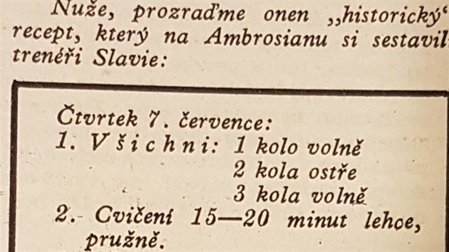 PED AMBROSIANOU. Trninkov jednotka slvist, jak ji tenm piblil sportovn asopis Star.