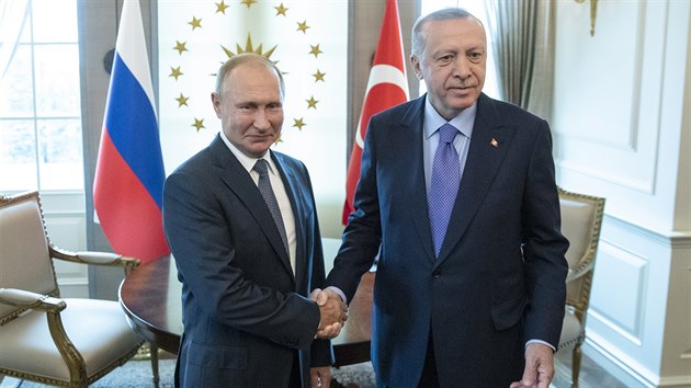 Setkn ruskho prezidenta Vladimira Putina s jeho tureckm protjkem Erdoganem. (16. z 2019)