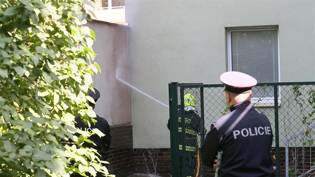 Ped domem v Alejn ulici Teplicch nali dva mrtv, piny a okolnosti vyetuje policie. Na mst zasahovali i teplit hasii.