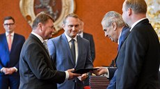 Prezident republiky Milo Zeman (druhý zprava) jmenoval 18. záí 2019 v Praze...