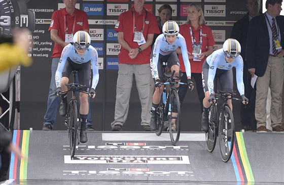 Belgická smíená tafeta ped závodem na MS v silniní cyklistice.