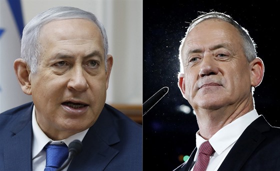 Premiér a lídr izraelské strany Likud Benjamin Netanjahu (vlevo) a lídr strany...