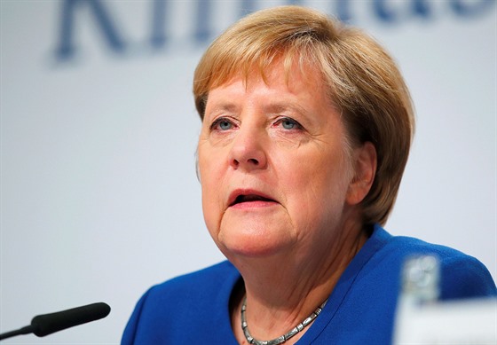 Nmecká kancléka Angela Merkelová na tiskové konferenci (20. záí 2019)
