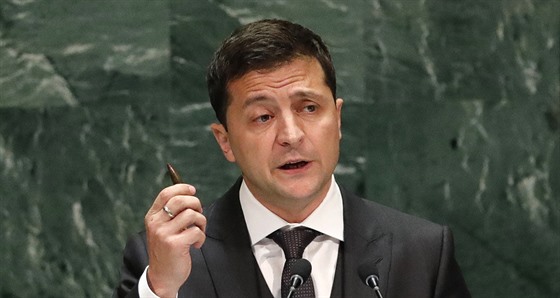 Ukrajinský prezident Volodymyr Zelenskyj na 74. zasedání Valného shromádní...