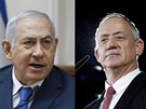 Premiér a lídr izraelské strany Likud Benjamin Netanjahu (vlevo) a lídr strany...