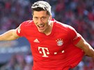 Robert Lewandowski z Bayernu Mnichov se raduje z gólu v utkání s Kolínem nad...