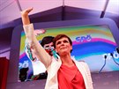 Lídryn sociálních demokrat Pamela Rendi-Wagnerová ve tábu strany ve Vídni po...