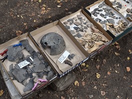 Ukázky prvních archeologických nálezů z Karlova hrádku