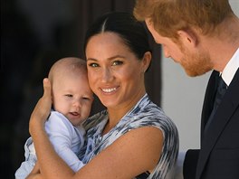 Princ Harry, vévodkyn Meghan a jejich syn Archie Harrison Mountbatten-Windsor...