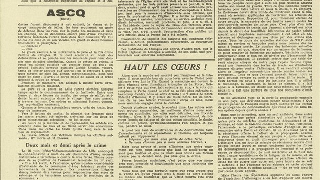 Francouzsk tisk informuje o tragdii v Ascq. Pi masakru v severofrancouzskm msteku Ascq jednotky SS povradily 86 francouzskch civilist.