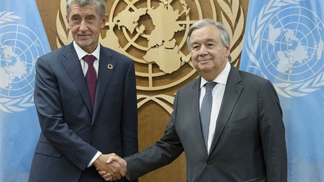 Andrej Babi s generlnm tajemnkem OSN Antnio Guterresem.