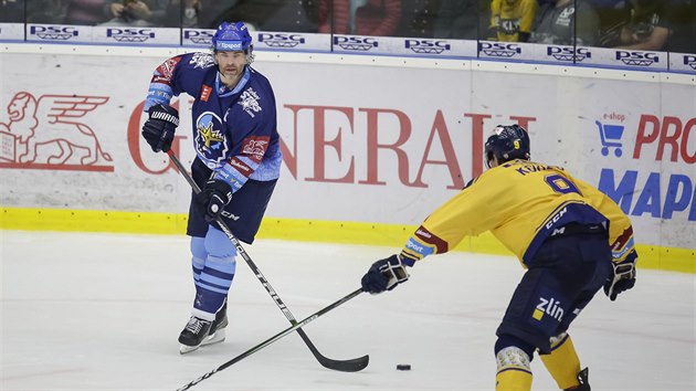 Kladensk Jaromr Jgr v utkn proti Zlnu.