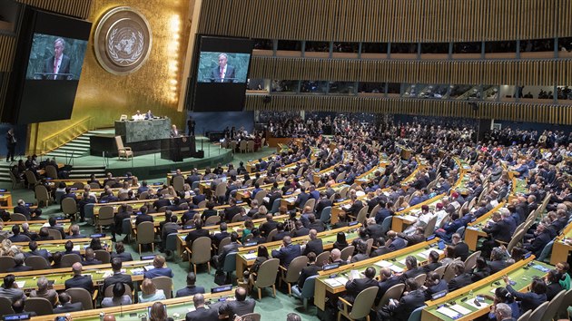 Generální tajemník OSN Antonio Guterres zahajuje 74. zasedání Valného shromáždění OSN. (24. září 2019)