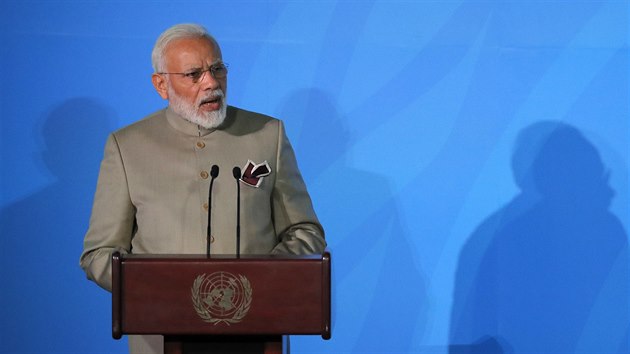 Na klimatick summitu OSN v New Yorku vystoupil indick premir Narndra Md. (23. z 2019)