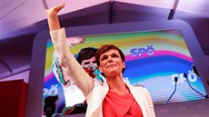 Lídryn sociálních demokrat Pamela Rendi-Wagnerová ve tábu strany ve Vídni po...