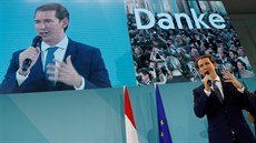 Lídr Rakouské lidové strany a bývalý kanclé Sebastian Kurz ve svém tábu ve...