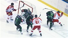 Zápas mezi hokejovými Karlovými Vary a Olomoucí.