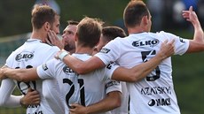 Gólová radost fotbalistů Zlína v pohárovém utkání ve Varnsdorfu.