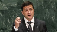 Ukrajinský prezident Volodymyr Zelenskyj na 74. zasedání Valného shromádní...