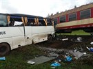 Sráka autobusu s vlakem v Kunicích nad Labem (30. záí 2019)