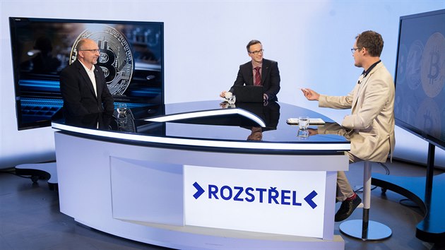 Kryptotěžaři Karel Fillner (vlevo) a Vladimír Vencálek v diskusním pořadu Rozstřel. (30. září 2019)