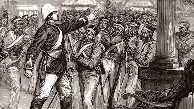 Vzpoura indických vojáků sloužících v britské armádě v roce 1857.