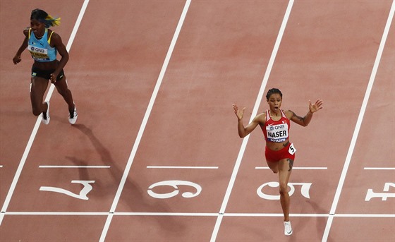 Salva Ajd Nsirov por Shaunae Millerovou-Uibovou ve finii zvodu na 400...