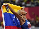 Venezuelanka Yulimar Rojasová se raduje z vítzství v trojskoku na mistrovství...