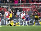 ance Slavie po stele Ondeje Kúdely v utkání Ligy mistr proti Dortmundu.