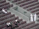 Prázdné tribuny bhem atletického mistrovství svta v Dauhá.