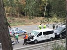 Ve zúení na 60. kilometru dálnice D1 se srazilo nákladní auto s kamionem....