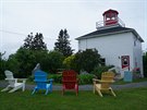 Burntcoat Lighthouse v Bay of Fundy v provincii Nové Skotsko v Kanad, která je...