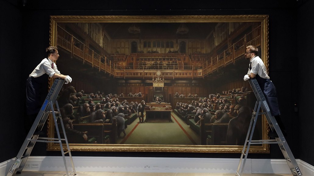 Banksyho olejomalba se prodala za rekordních tém 10 milion liber. (4. íjna...